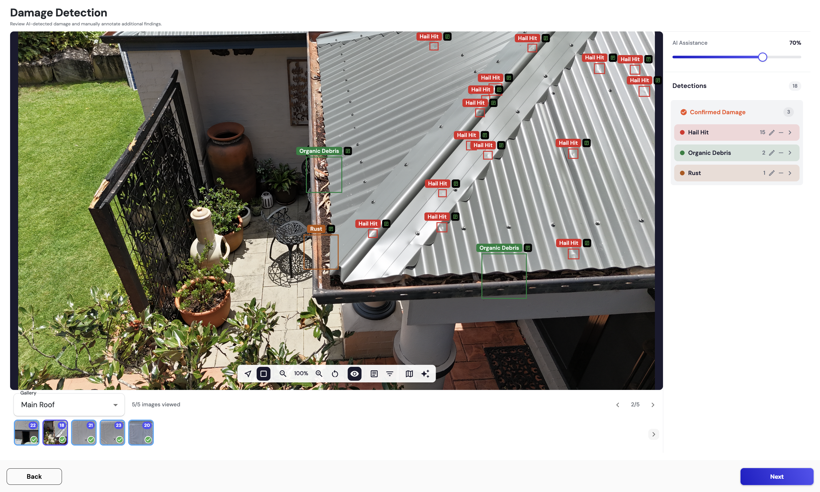 Image Assessment screen