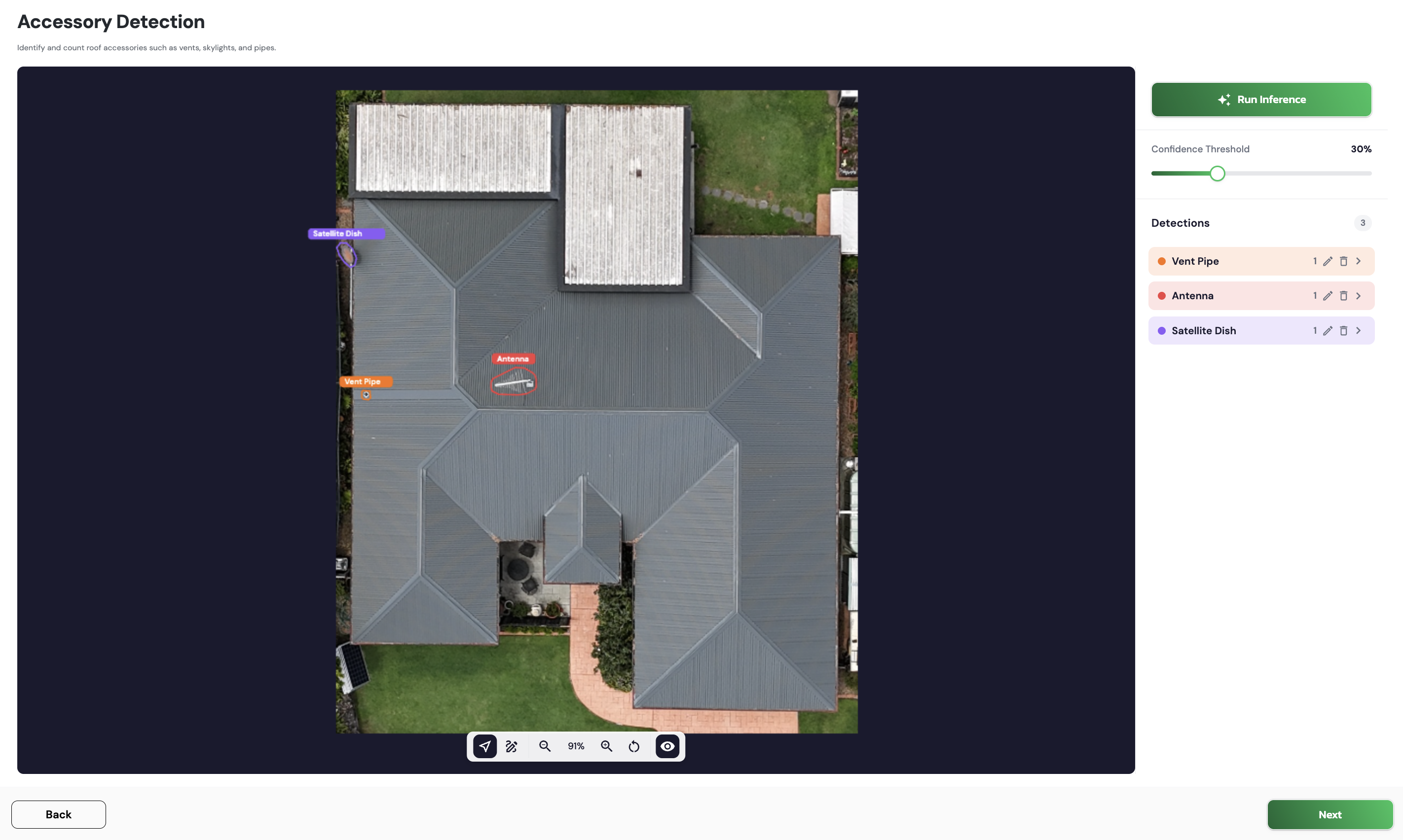 Accessory detection panel