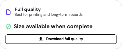 Full quality option in ARIS Detect: best for printing and long-term records, with a Download full quality button